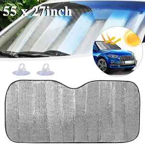 Foldable Car Windshield Sun Shade Cover - UV Block & Heat Protector 55" x 27" Reflective Visor for Front Window