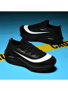 Men's ZoomX full-length air cushion running shoes with breathable flyknit upper, professional racing and training sneakers, ideal for outdoor sports and casual wear.