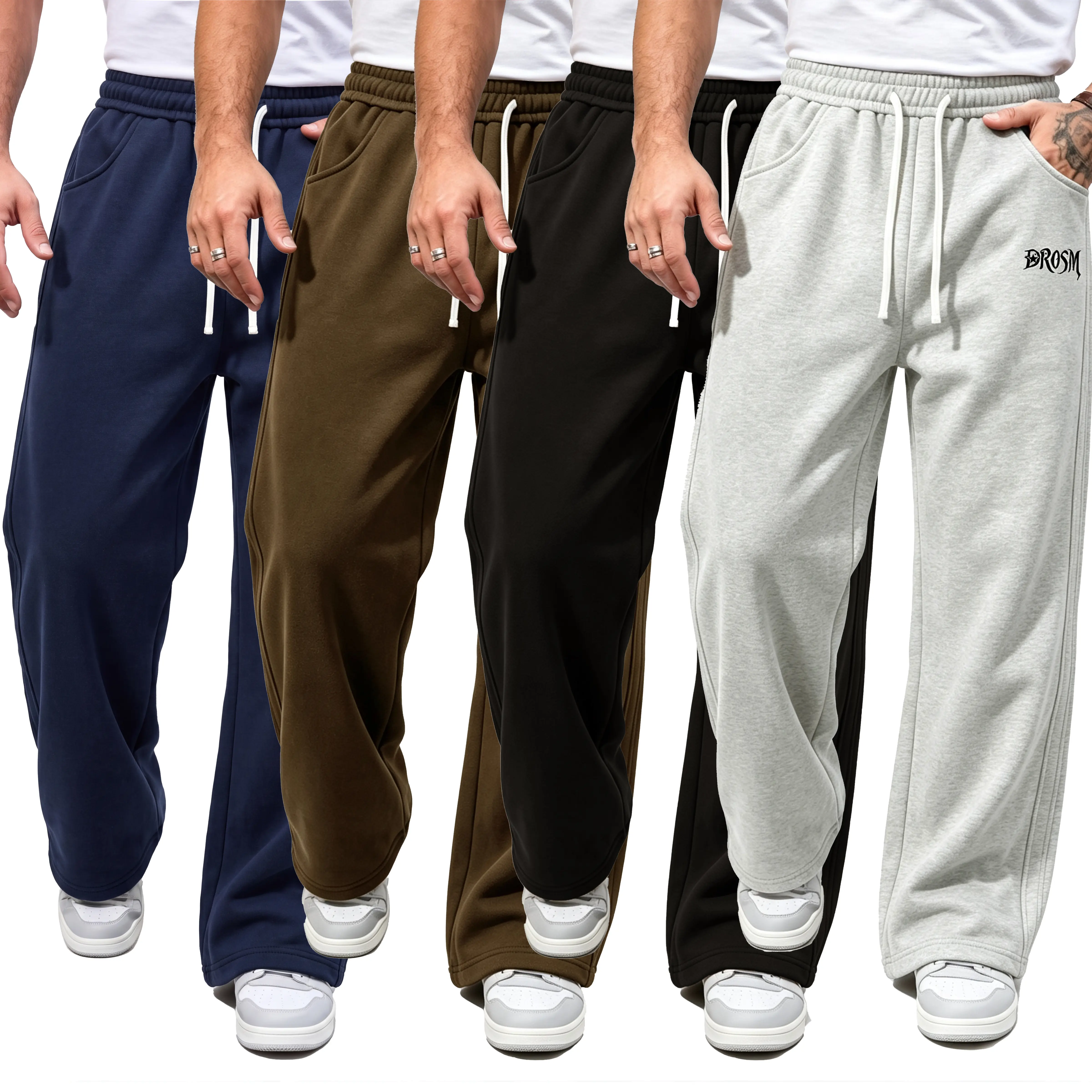 Men’s Y2K American street-style sweatpants with letter print, wide-leg long pants, elastic waistband, side stripes, loose straight-cut athletic trousers