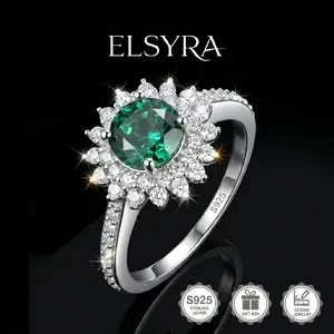 S925 Sterling Silver Princess Diana Kate Middleton Class Gemstone Birthstone Sapphire Halo Engagement Rings for Women, Anniversary White Rose Silver Plated, Promise Rings for Her,sunflower ring,