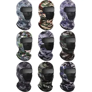 9 count Balaclava Ski Mask Camo Full  Mask Breathable Sun Hoods for Men Women  Cover for Outdoor Activities
