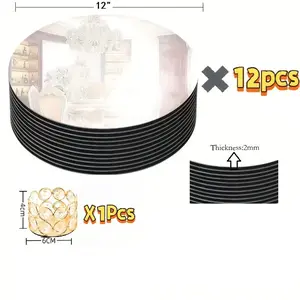 18 Pack Set of 12 Inch Round Acrylic Mirror Wall Sconces | 2mm Thick Shatter Resistant Candle Holders for Wedding Decor Party Decor Christmas Decor Plus 2 Free Bonus Holders 1 Gold and 1 Silver true filter mirror