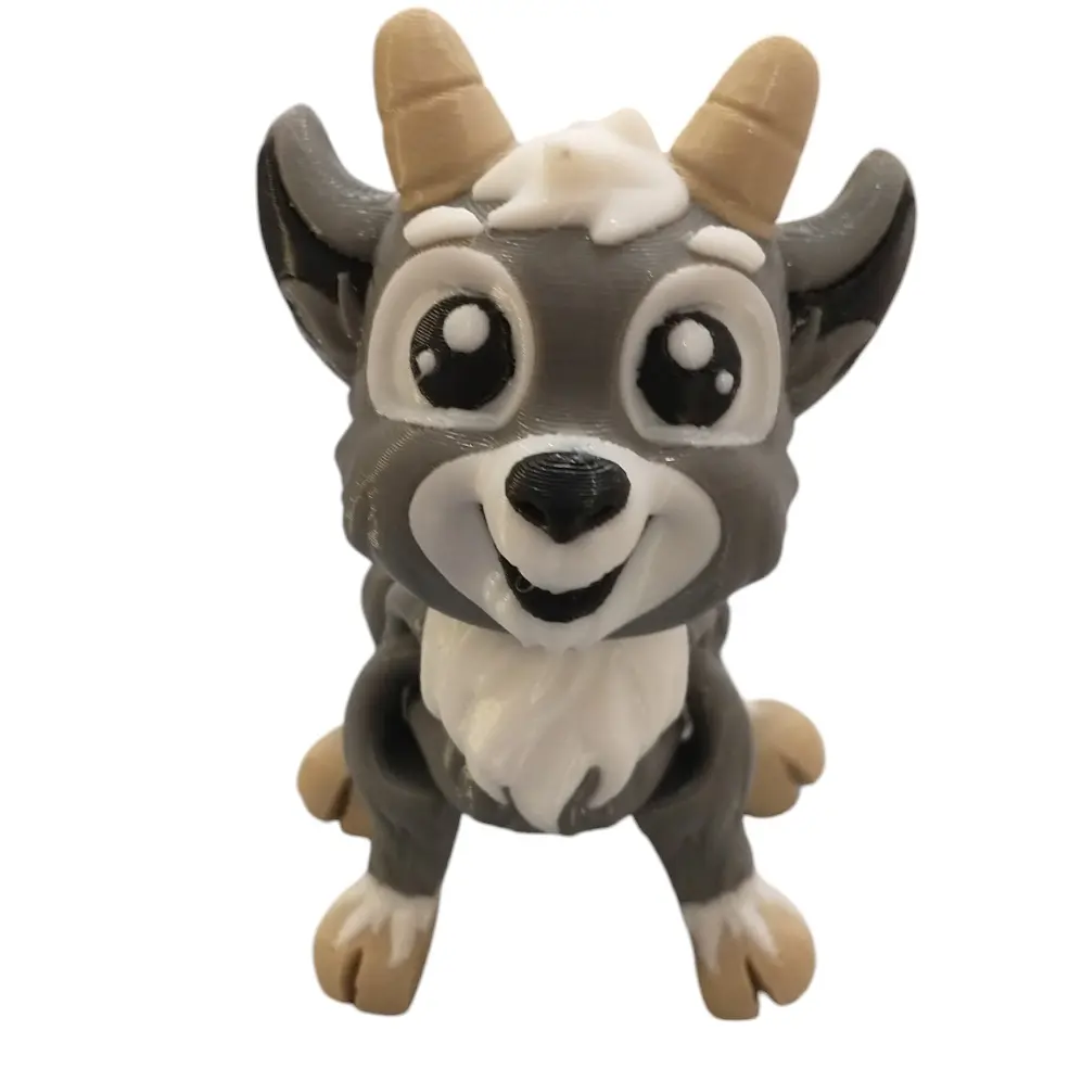 BS 208 Creations 3.5" Tall Adjustable Goat Articulating 3D Printed Figurine - Durable, Lightweight Modern Home Decoration, Desktop Accent, Shelf Ornament