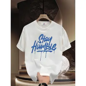 Stay Humble   pc Men's Casual Novelty "Stay Humble" T-shirt - Lettering Print Short Sleeved Top Novelty Graphic T Shirt  Casual Streetwear Classic Plain Men's  Moisture Wicking Short Sleeve Crew