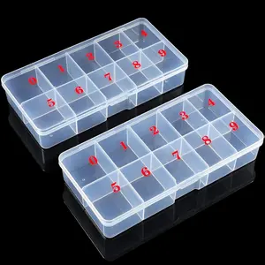 2 Pieces Nail Tip Box Empty False Nail Tips Organizer Box with 10 Number Spaces Storage Case Container Nails Plastic Grid Boxes for Fingernail Crystal Jewelry Accessories(White)