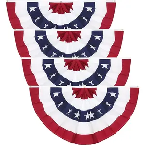 American Pleated Fan Flag, 4 Counts/set 3x6ft USA Patriotic Half Fan Bunting Flag, Decorations Flags for Outdoor Party Garden Accessories