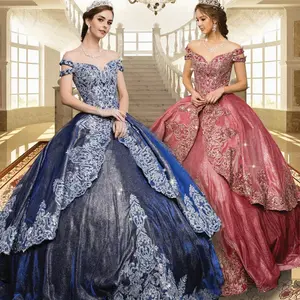 NO.23 Quinceanera Ball Gown Dress Split Skirt and Glitter Tulle Mexican Sweet 15  Formal Party Dress