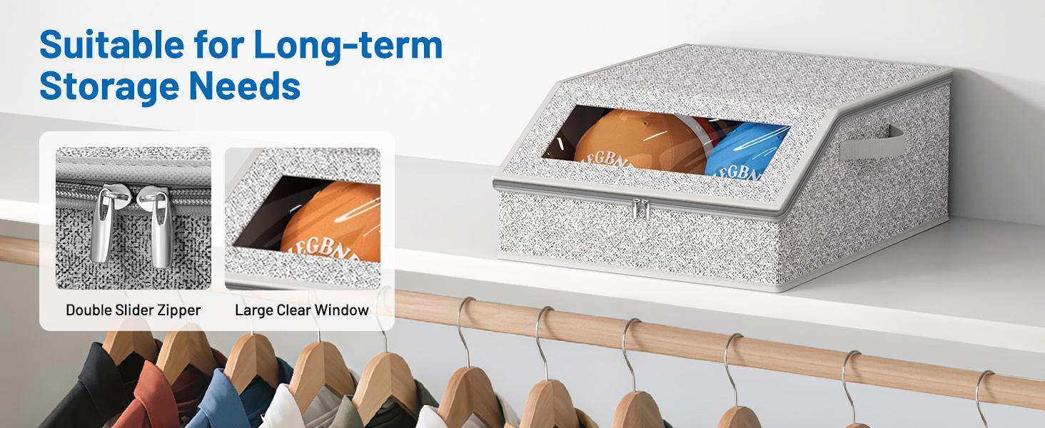 Large Stackable Hat Storage Boxes for Baseball Caps with Handle, Hat Organizer Rack for Wardrobe, Closet, Bedroom, Shelf and Home Organization, Space-Saving Storage for Hats and Men’s Gifts carry