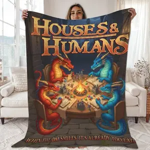Retro Dungeons & Dragons Flannel Blanket Soft Cozy Throw Blanket DnD Board Game Gift for Bedroom, Dorm Room, Sofa, Couch, Living Room and Gaming Sessions