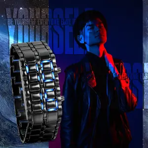 OIDEA Mens Digital LED Watch, Sporty Cool Rectangle Dial Alloy Band Electronic Wristwatch