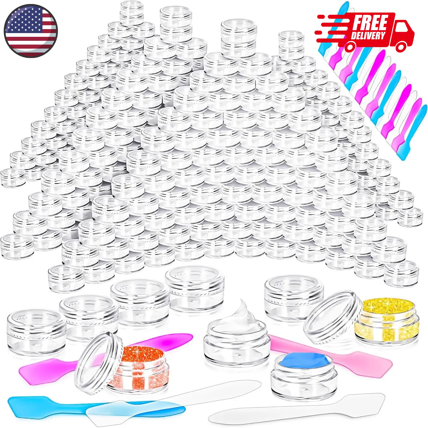 100 Pcs 5g Empty Plastic Containers with Clear Lids clear