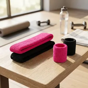 6-Piece Sweatband Set - Sports Headband and Wristband Combo for Basketball, Football, Running, Tennis, Gym Workout - Moisture-Wicking Breathable Elastic Sweat Bands for Men and Women - Fitness Accessories