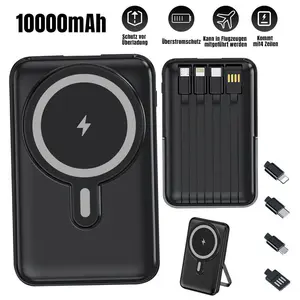 10000mAh Wireless Portable Charger – Magnetic Power Bank featuring Built-In Cables, LED Display, 22.5W PD Fast Charger