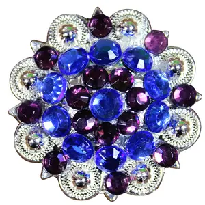 HILASON Blue Purple Crystals 1-1/49 Inch Berry Concho Rhinestone Tack| Slotted Conchos | Leather Screw Back