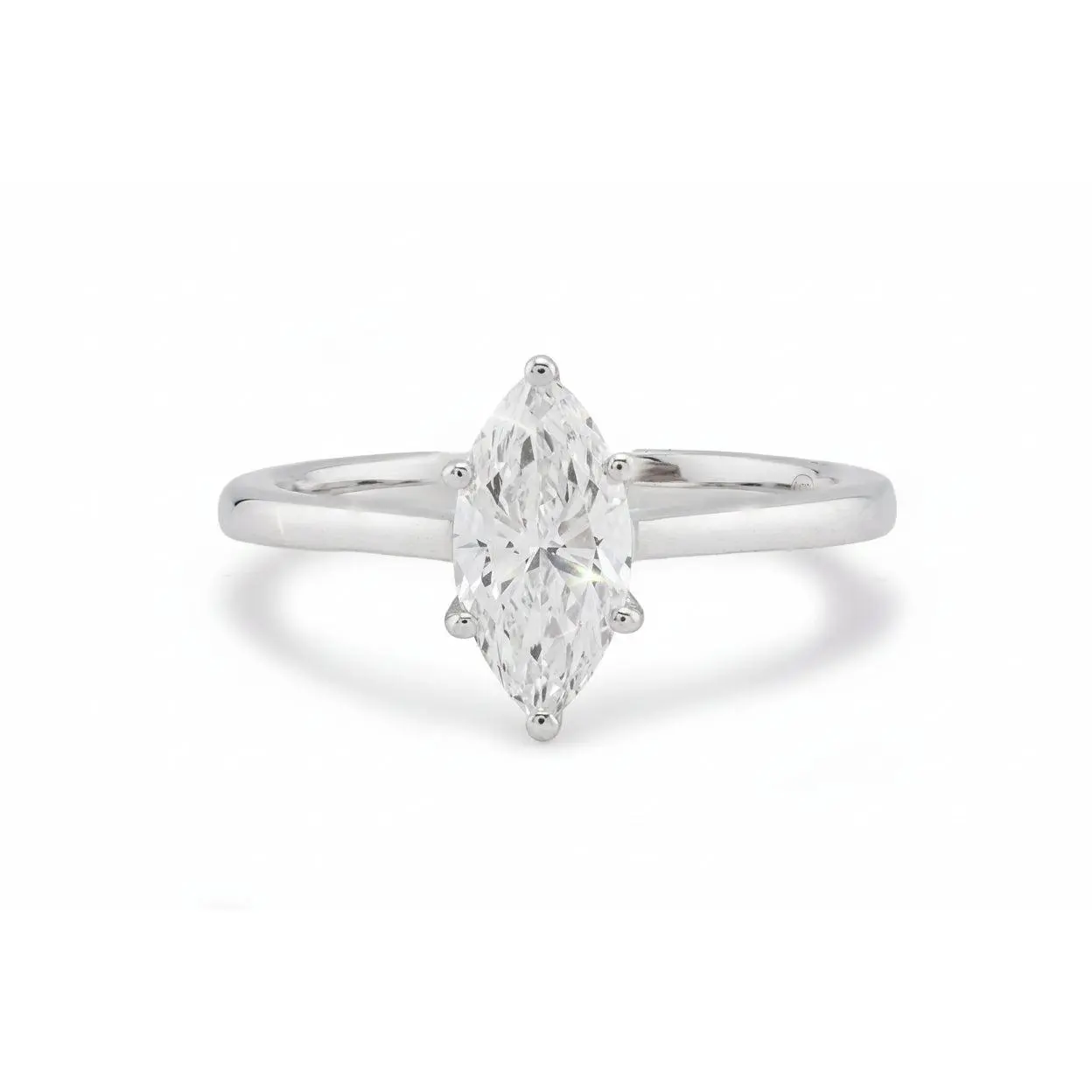 14K White Gold 1CT Marquise Centre Solitaire Lab Diamond Women Ring