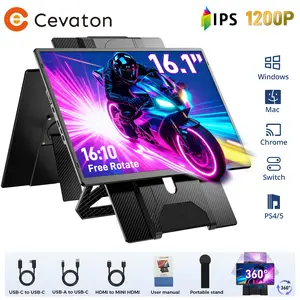 【WeeklyDeals】Cevaton Portable 16.1" FHD Laptop Monitor Extender - 1200P Secondary Screen with 360° Rotation/#MansBestFriend/Perfect Halloween Present for Office Workers