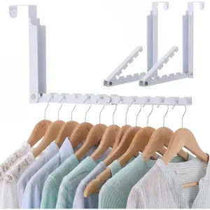 2 Pack Over The Door Hooks Hanger with 11 Ridges Foldable Over The Door Drying Rack Folding Extended Space Saving Clothes Rack Collapsible  Coat Racks for Laundry Bedroom Dorm Travel