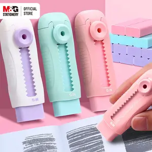 2pcs Art Eraser Set, Push Type Rubber Erasers for Drawing & Sketching Pencils, No Shavings, Low-Residue, Lock Button Design