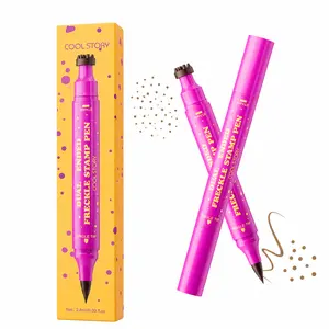 Dual-Ended Faux Freckle Pen, Freckle Stamp and Fine Tip Makeup Pen for Natural-Looking Face Makeup, Easy Freckle Look for Daily Wear, Party, Festival and Photo Makeup