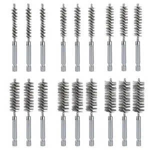 18 Pcs Bore Brush Bristles Wire Brush Set with 1/4" Hex Shank Handle for Power Drill Cleaning,6 Size (8/10/12/15/17/19mm),Christmas Party Gifts,Hand Tools Kits,Summervibes