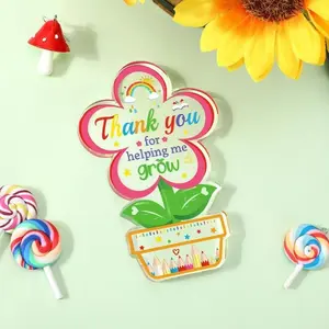 Thank You Teacher Acrylic Desk Sign with Floral Design, Colorful Pencil Artwork and Rainbow Decor, Acrylic Plaque Decor, Decorative Plaque, Perfect Teacher Appreciation Gift for Home or Classroom