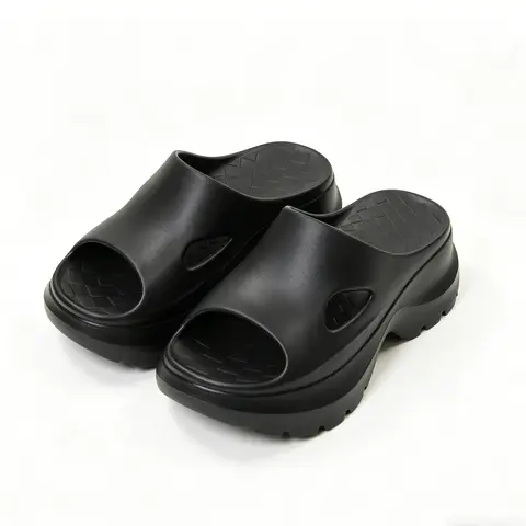 Women's Hollow-Out Breathable EVA Rubber Platform Slide Slippers - Thick Grip Non-Slip Sole, Ankle-Cut, Retro Casual Chic Footwear, Indoor-Outdoor Use, All-Season Comfort, Shoes for Women