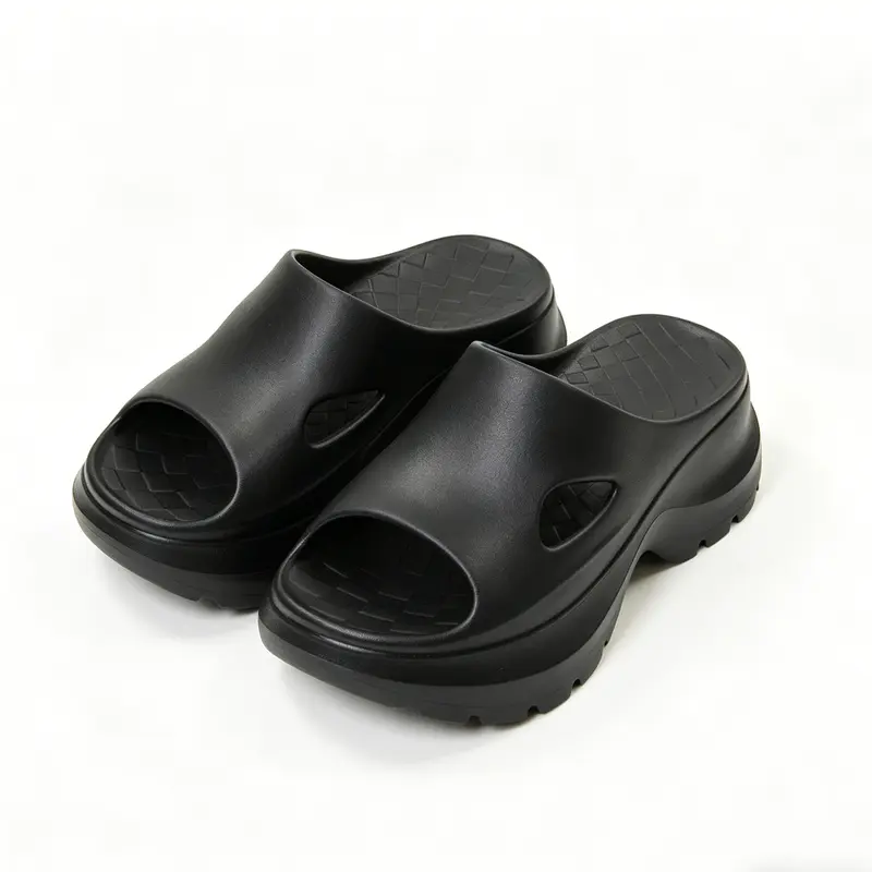 Women's Hollow-Out Breathable EVA Rubber Platform Slide Slippers - Thick Grip Non-Slip Sole, Ankle-Cut, Retro Casual Chic Footwear, Indoor-Outdoor Use, All-Season Comfort, Shoes for Women