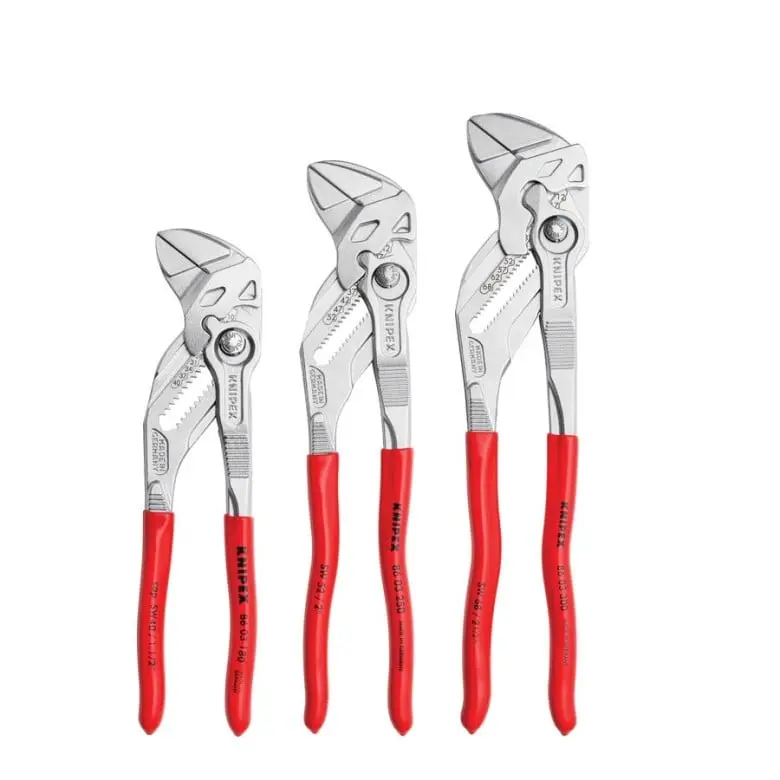 KNIPEX (00 20 06 US2) Multipurpose Pliers Kit - 3-Pc Pliers Wrench Set with 7", 10", 12" Sizes, Adjustable Jaws, Nickel Plated, Plastic Dipped, Multipurpose Plier Set, Hardware Fitting