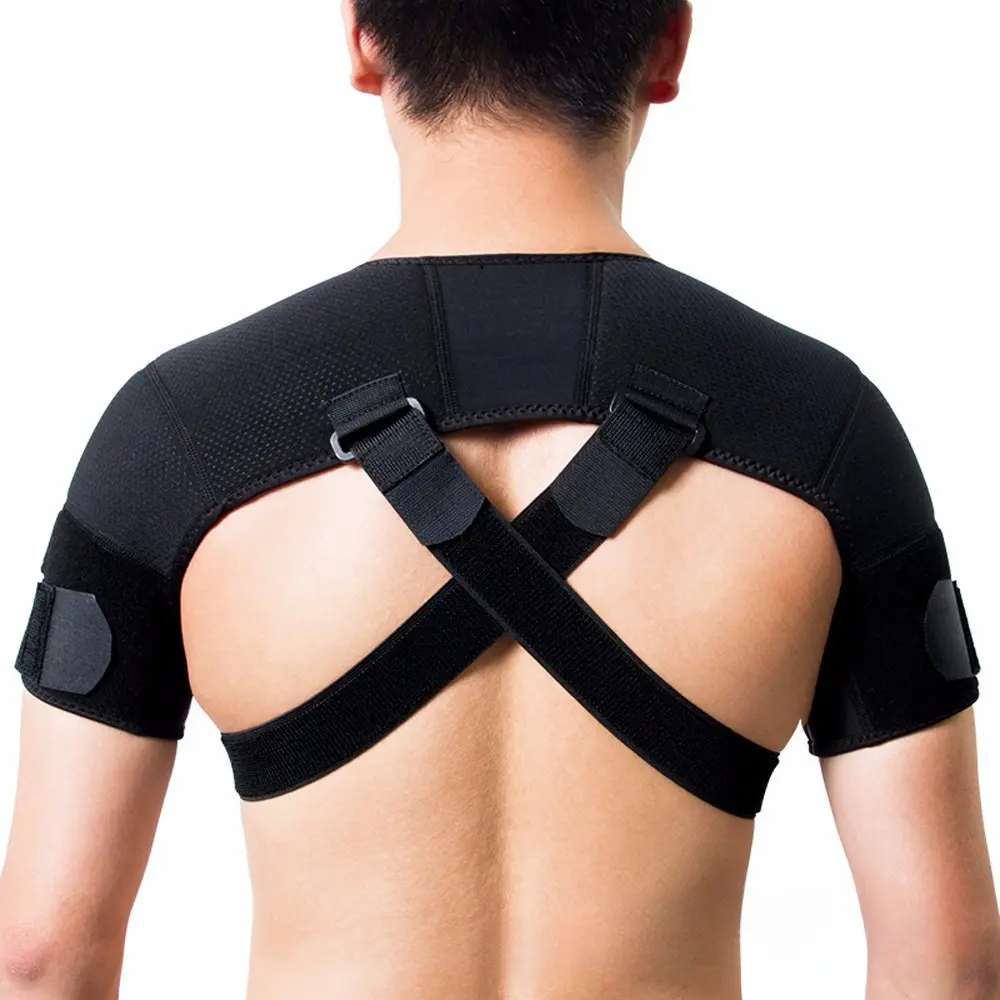 Synthetic Polyester Fiber Adjustable Double Shoulder Compression Brace for Adults (S/M, L/XL) - Volleyball, Table Tennis, Fishing Sports Support, Shoulder Protection, Prop 65 Safe Sports & Outdoor Equipment, Martial Arts Self-Defense, Protection Area: Sho