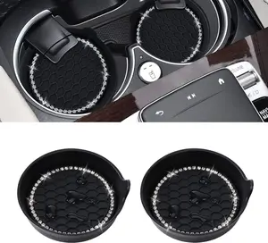 Car Cup Coaster Universal Non-Slip Cup Holders Bling Crystal Rhinestone Car Interior Accessories 2 Pack Black universal car interior accessory