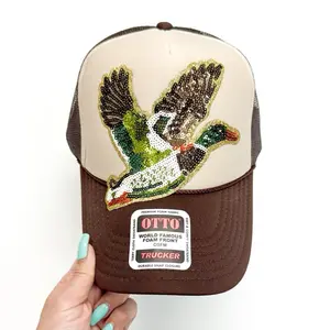 Sequin Mallard Duck Hunting Otto Trucker Hat Women’s Hat - Accessories