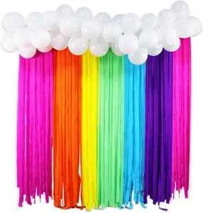Rainbow Party Backdrop with Balloon Garland, Rainbow Cloud Birthday Photo Backdrops Props Booth Rainbow Balloon Arch Kit