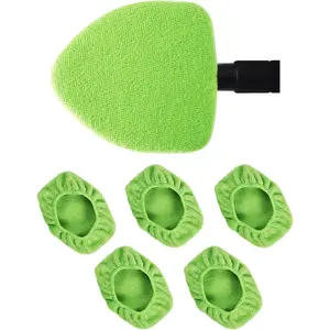 5 Pack Microfiber Pads, Replacement Heads Cover, Windshield Cleaner Tools, Washable &  Triangle Pads, Fit for Window Reach Tool, Handle Not Included (Green)