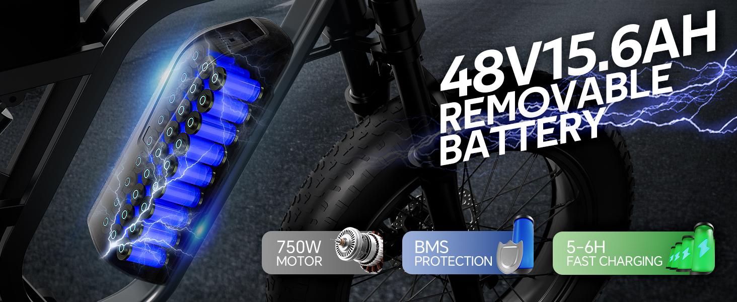 【HiEHA】2026 All-Terrain Electric Bike – 1500W, 48V 15.6Ah Removable Battery,34MPH, 25–31 Mile Range, Fat Tires, Dual Suspension, Wide Tires, Color Display, Turn Signals & Brake Light