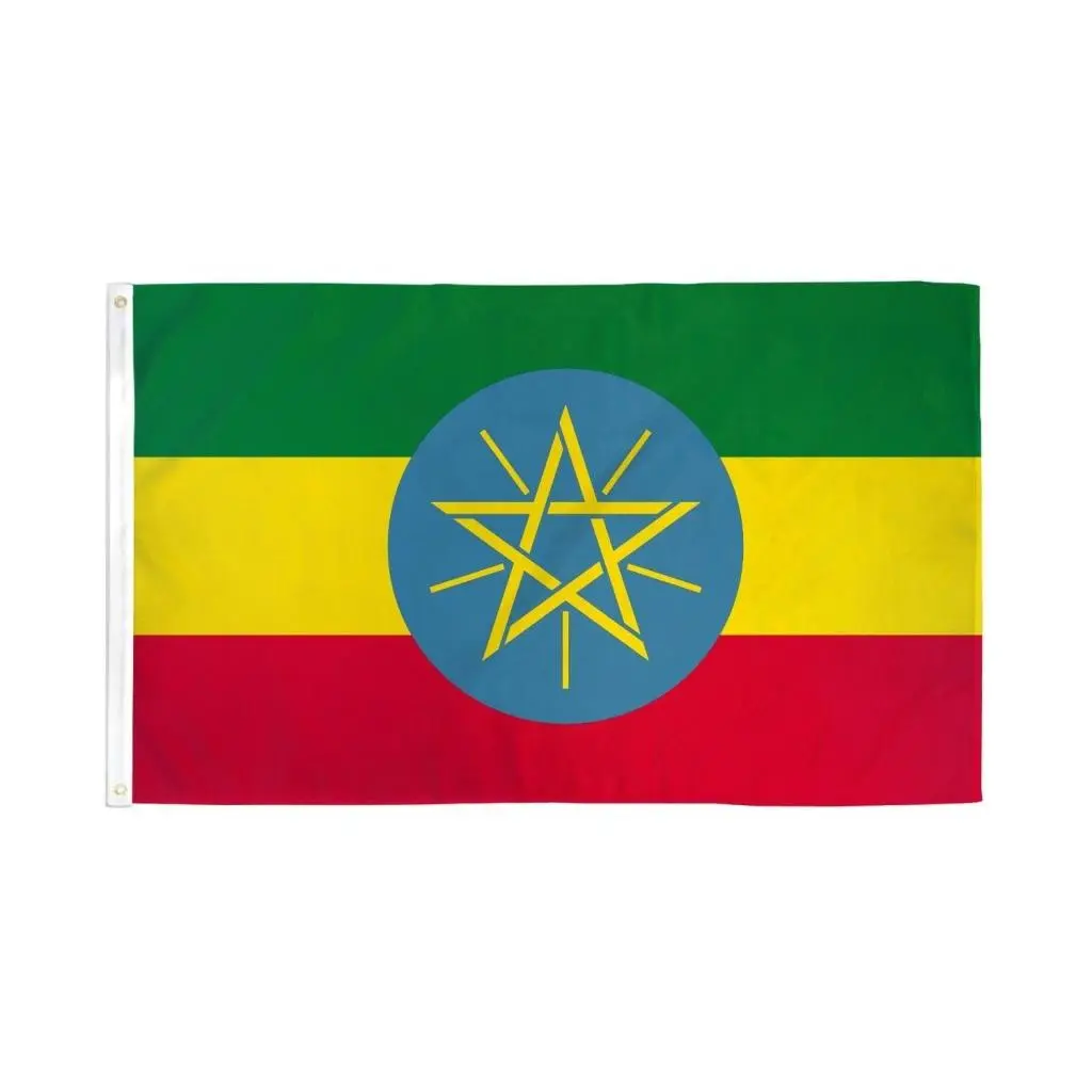 Ethiopia Star Polyester Flag Banner - 2x3ft Hangable Single Banner with Dye Sublimation Printing, High Pigment Density, Bold Star Print for Home Display, Indoor Festivity Home Supplies
