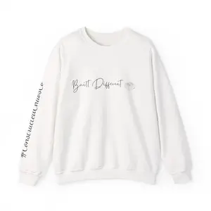 Built Different -Crewneck Sweatshirt Minimal Script Design (sleeve text) Casual