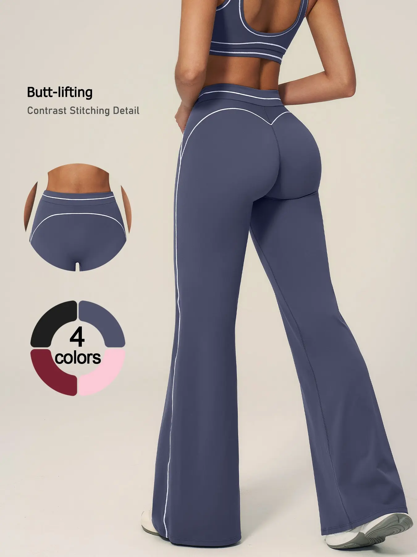 Women's High-Waisted Sporty Long Pants, Soft Stretch Fabric, Anti-Friction Design, Retro American Style, Breathable Quick-Dry Material, Knitted Sports Pants, Knit Athletic Pants