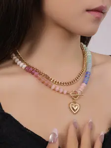 Women's Ethnic Style Colorful Beaded Necklace, Double Layered Boho Jewelry, Unique Stacking Clavicle Chain, Fashion Accessory, Daily Wear Necklace