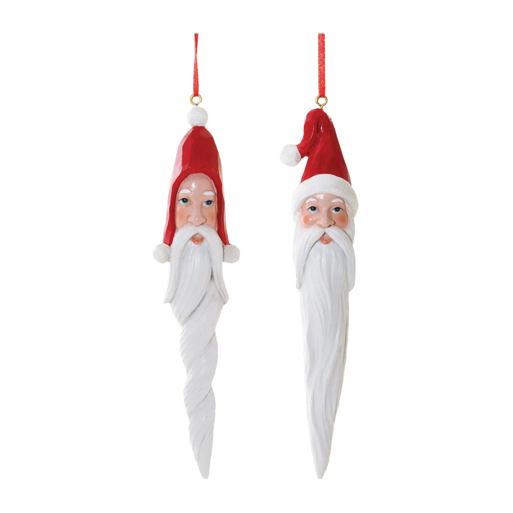 Melrose Carved Santa Drop Ornament (Set of 6)