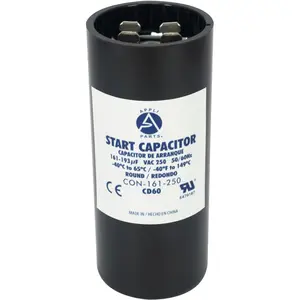 Appli Parts motor start capacitor 161-193 Mfd (microfarads) uF 250 VAC universal fit for electric motor applications 1-7/16 in Wide 3-3/8 in Height CON-161-250