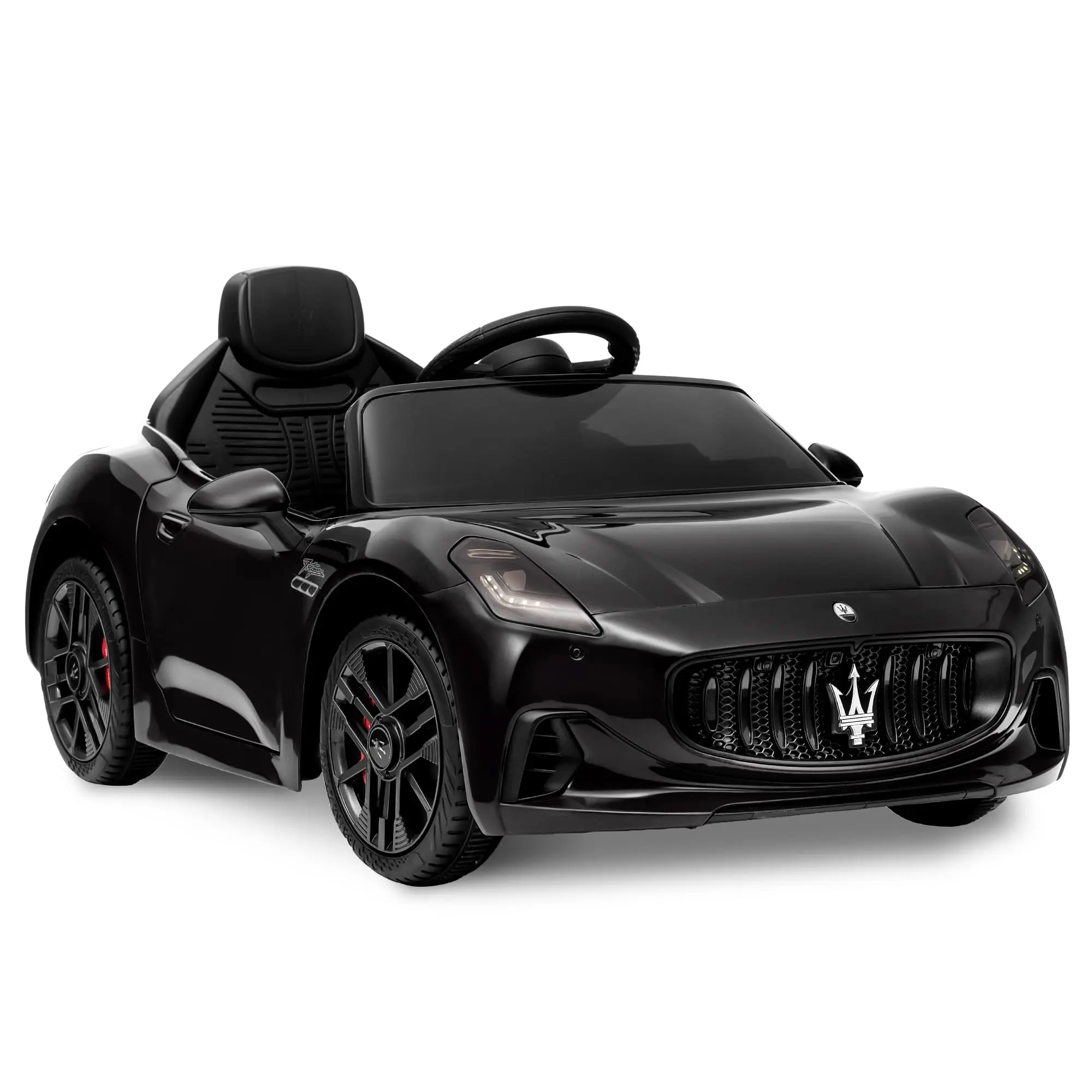 GARVEE Licensed 12V Maserati GranCabrio Ride-On Car for 3-8 Year-Olds - Christmas Deal, Remote Control, Double Lockable Doors, 4 Shock-Absorbing Ride On Wheels, Spring Suspension, LED Lights, Seatbelts, Black Child-Operated Electric Toy Vehicle