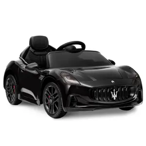 【Christmas Deal】GARVEE 12V Licensed Maserati GranCabrio Ride-On Car with Remote Control, Double Doors, Spring Suspension, LED Lights in Black - Stylish and Fun Electric Vehicle