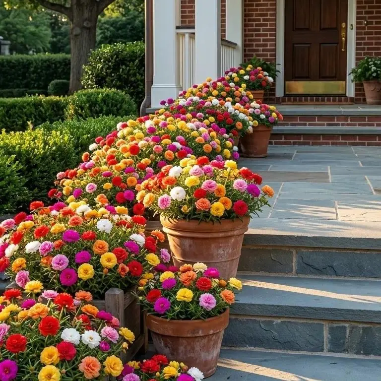 Double Bloom Portulaca Moss Rose Seeds - Non-GMO, Vibrant Mixed Colors, Drought-Tolerant, Beginner-Friendly Large Blooms for Containers, Window Boxes, Flower Border - Attracts Pollinators