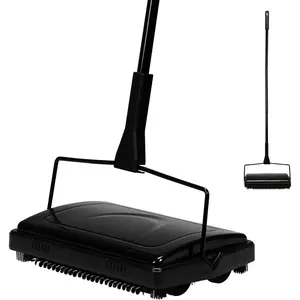Carpet Sweeper Cleaner for Home Office Low Carpets Rugs Undercoat Carpets Pet Hair Dust Scraps Paper Small Rubbish Cleaning with a Brush Black