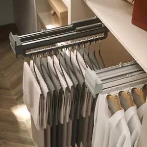 Damping Retractable Pant Rack, Multifunctional Closet Organizer, Space-Saving Wardrobe Organizer, Universal Fit, No Ca Prop 65 Warning, Pants Hanger