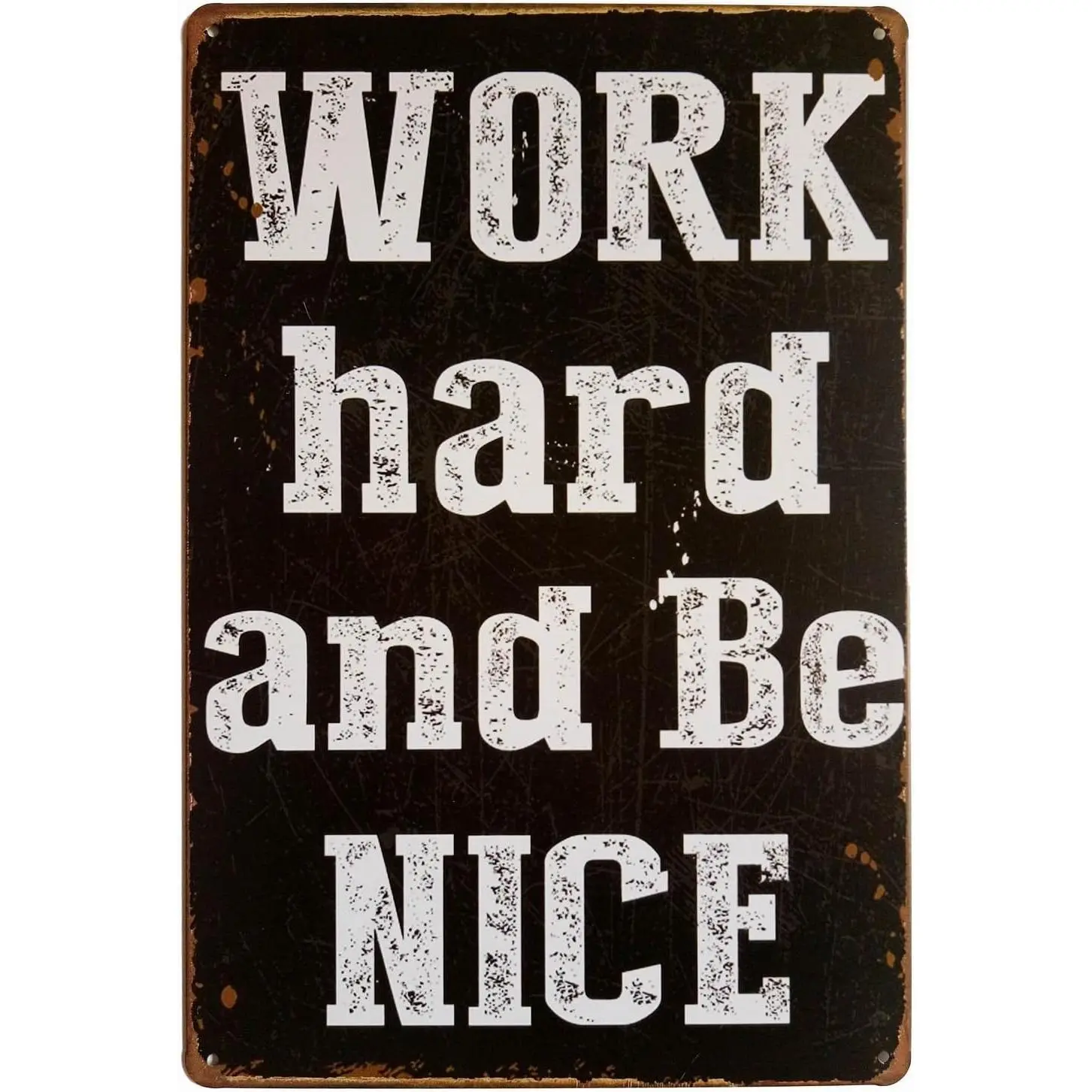 Retro "Work Hard and Be Nice" 8x12 Tin Sign - Vintage Funny Metal Print, Home Decor for Living Room, Bedroom