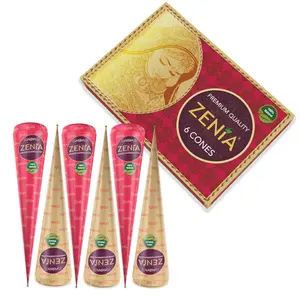 (Pack of 6) 25g Fresh Zenia Natural Henna Cones