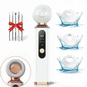 Facial Pore Vacuum with 5X Magnifier & LED - USB Rechargeable Blackhead Remover - 3 Heads for Face & Nose Pore Suction Tool
