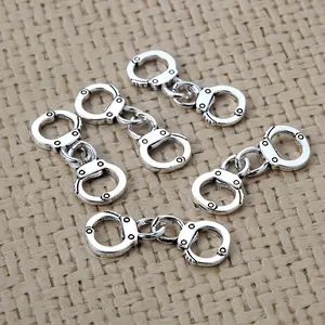 50pcs Hollow Locked Handcuffs Charms Antique Silvery Color Police Pendants for DIY Jewelry Making Charm