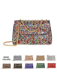 women's fashionable rhinestone decorated evening bag, casual trendy exquisite crossbody bag with chain strap, versatile high-quality daily commuting & shopping bag, stylish versatile bag, ladies purse, crossbodybagwomen, gifts for wife